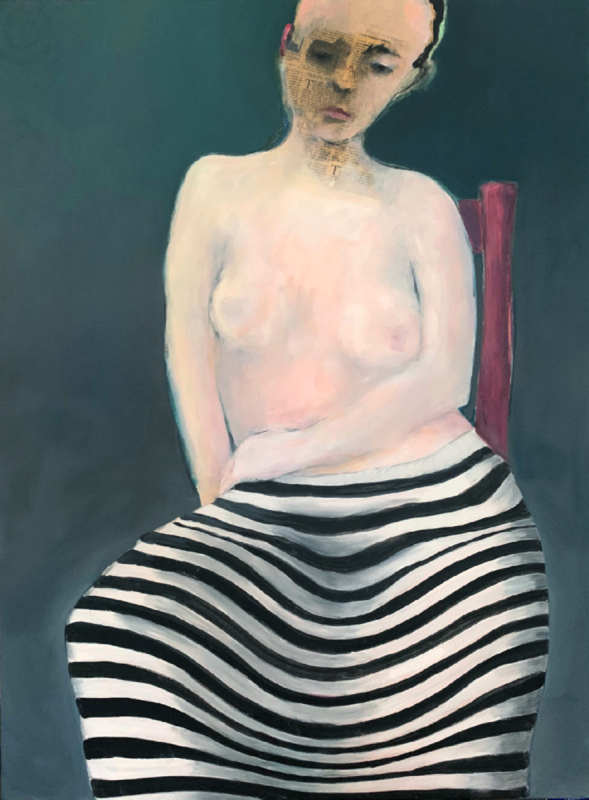 Woman In Striped Skirt